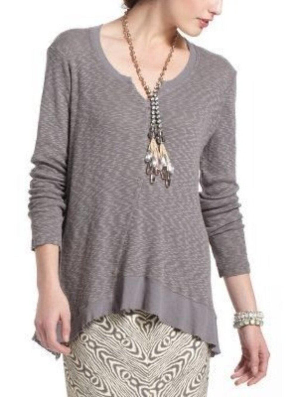 Anthropologie Left of Center Notched V-Neck Tee